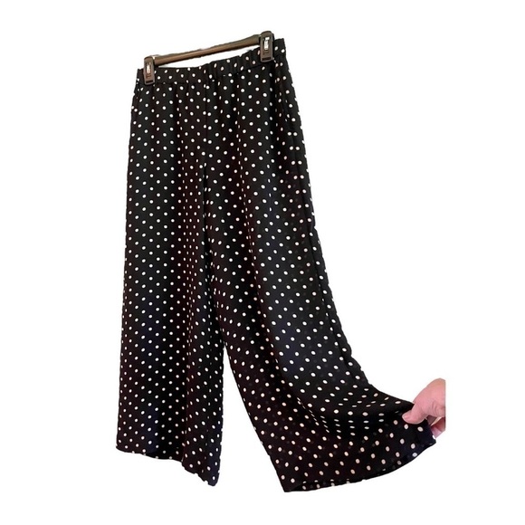Theory Pants - THEORY, WIDE LEG, CROP PANTS. FLUID PULL ON, BLACK & WHITE POLKA DOT. SIZE S